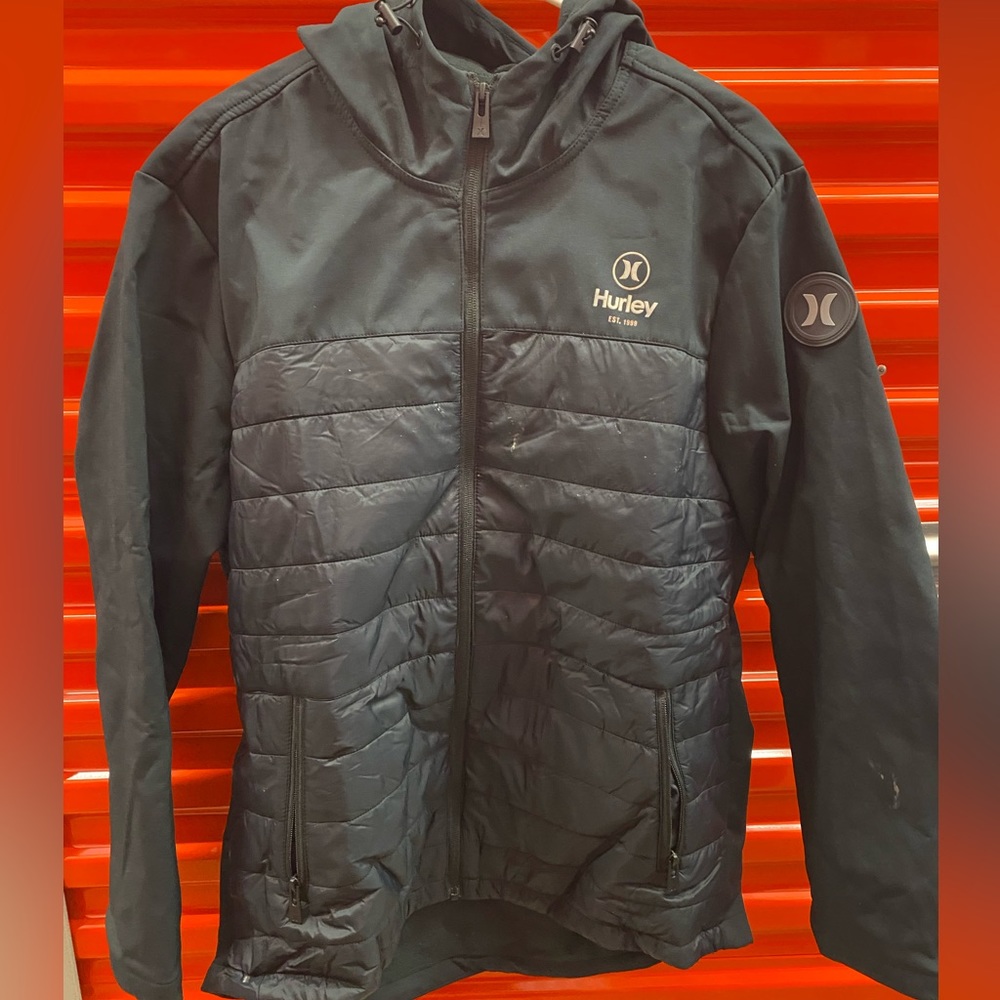 Hurley Black n Grey Vossler Light Weight Hooded Jacket